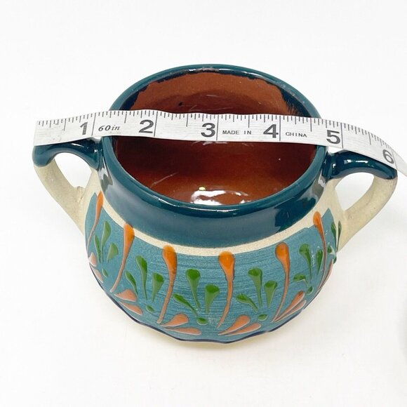 Talavera Signed Vergeas Hand Painted Art Pottery Covered Sugar Bowl Mexico - Picture 5 of 6